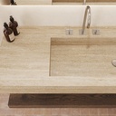 Andromeda Plus Slim Marble Wall-Hung Washbasin Travertine Top
