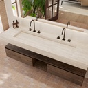 Gliese Plus Slim Marble Wall-Hung Washbasin Travertine Side