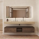 Gliese Plus Slim Marble Wall-Hung Washbasin Travertine Front