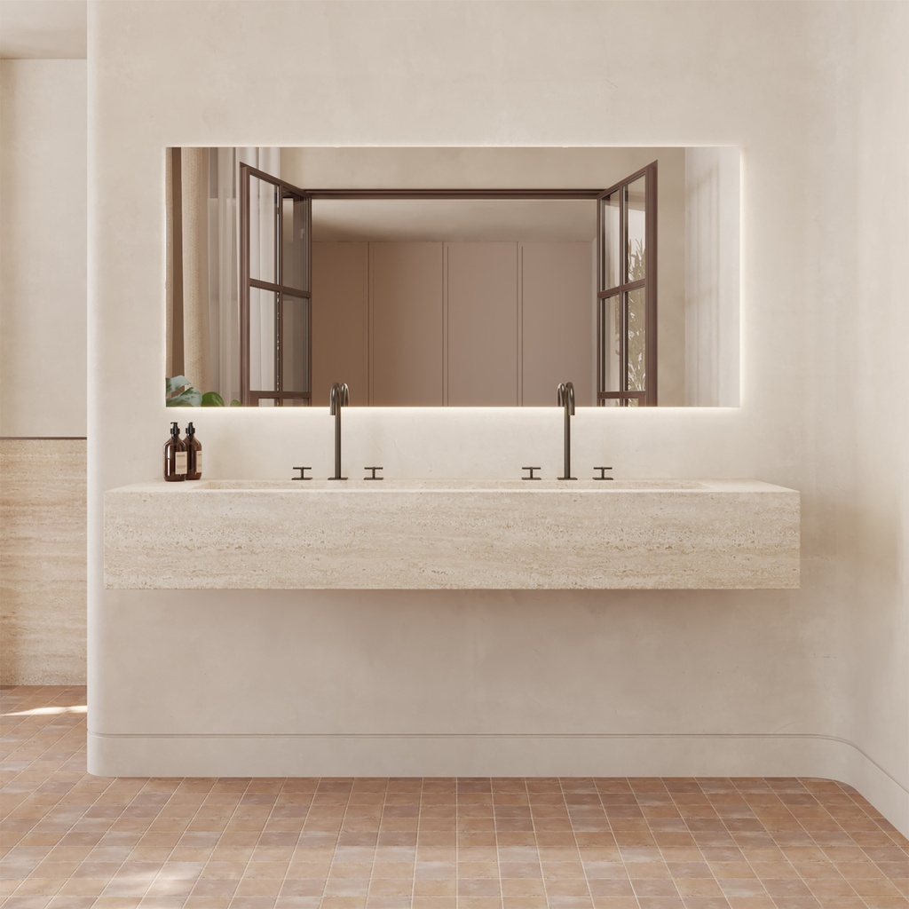 Hatysa Plus Deep Marble Wall-Hung Washbasin Travertine front