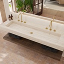 Andromeda Plus Slim Marble Wall-Hung Washbasin Travertine Side