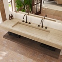 Sagitta Plus Slim Marble Wall-Hung Washbasin Travertine Side
