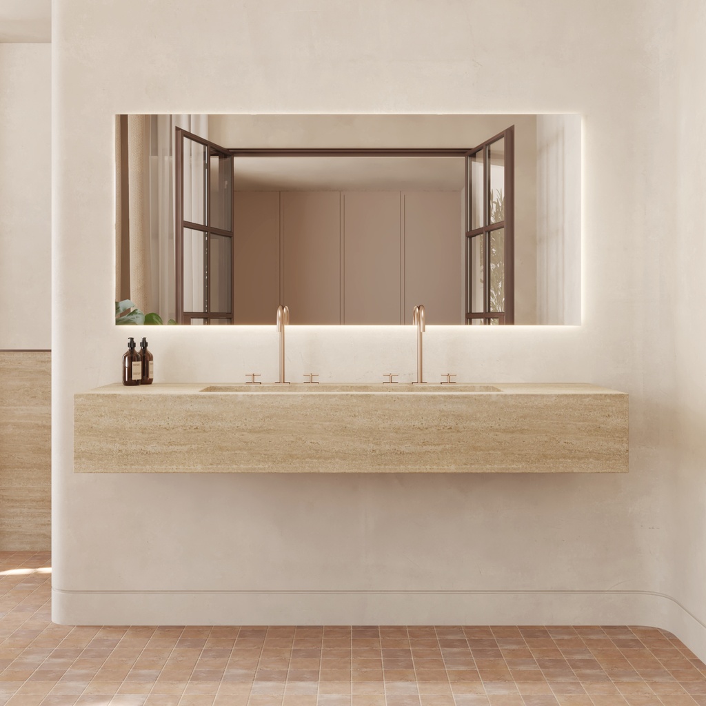 Cassiopeia Plus Deep Marble Wall-Hung Washbasin Travertine Front