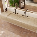 Hatysa Plus Deep Marble Wall-Hung Washbasin Travertine Side