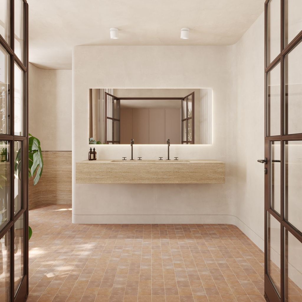 Hatysa Plus Deep Marble Wall-Hung Washbasin Travertine Overview