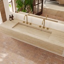 Sagitta Plus Deep Marble Wall-Hung Washbasin Travertine Side