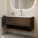 Athena Wood Vanity Unit with Corian® Basin | 1 Drawer · 1 Shelf Dark Push Side