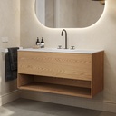 Athena Wood Edge Vanity Unit with Corian® Basin | 1 Drawer · 1 Shelf Pure Push Side