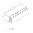 Gaia Classic Bathroom Cabinet | 2 Aligned Drawers Technical Drawing Inner drawer