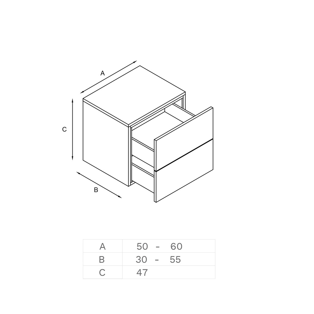 Gaia Classic Bathroom Cabinet | 2 Stacked Drawers · Mini Technical drawing