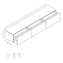 Gaia Classic Bathroom Cabinet | 3 Aligned Drawers Technical drawing Inner drawer