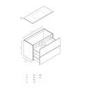 Gaia Classic Edge Vanity Unit with Corian® Basin | 2 Stacked Drawers Technical Drawing