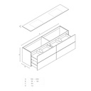 Gaia Wood Vanity Unit with Corian® Basin | 4 Drawers Technical drawing