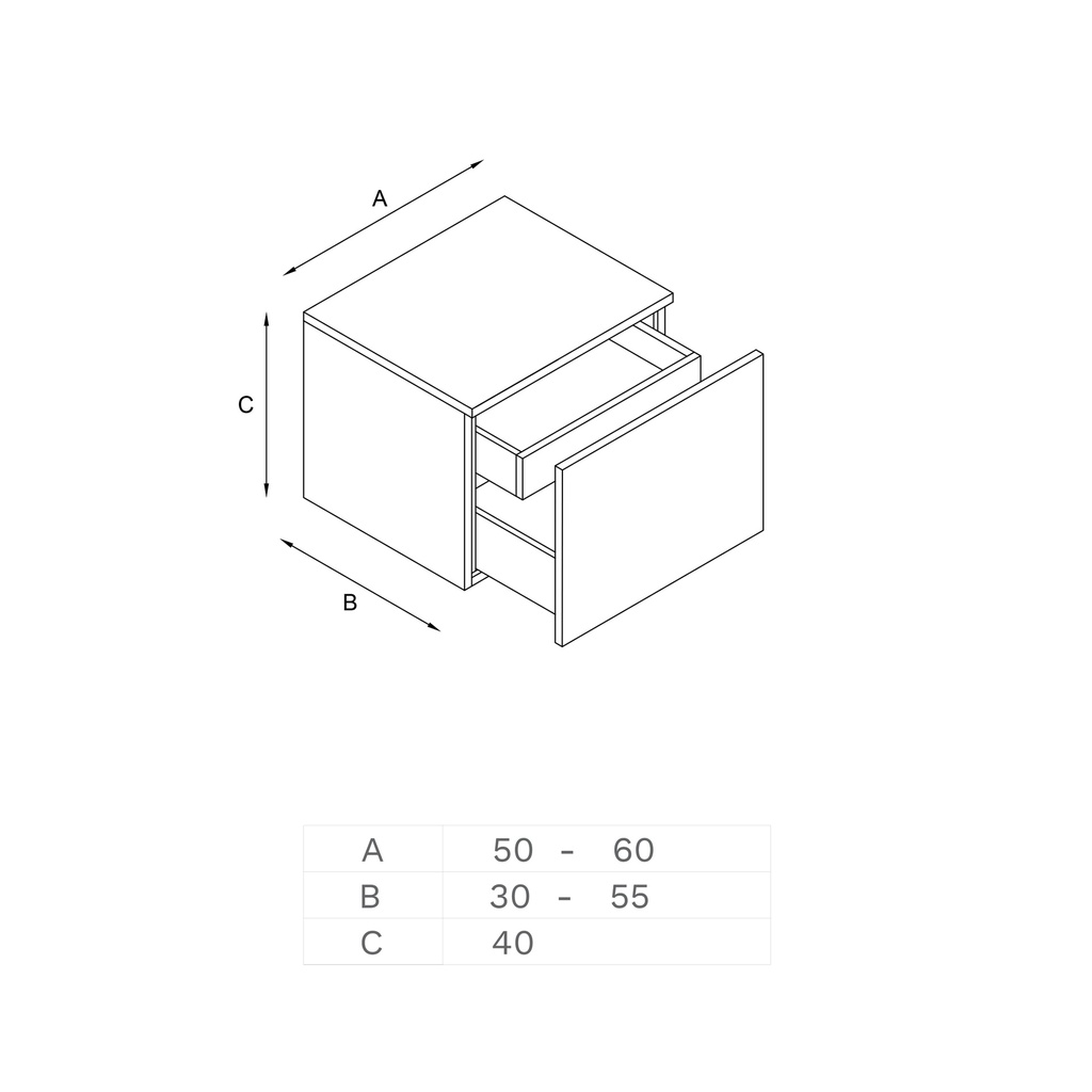 Gaia Wood Bathroom Cabinet | 1 Drawer · Mini technical drawing Inner drawer