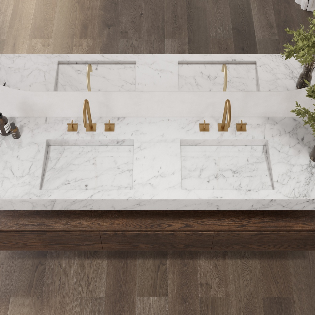 Cassiopeia Slim Marble Double Wall-Hung Washbasin Carrara top