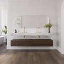 Cassiopeia Slim Marble Double Wall-Hung Washbasin Carrara front