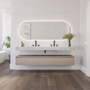 Sagitta Slim Marble Double Wall-Hung Washbasin Carrara front