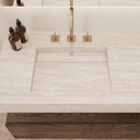 Cassiopeia Slim Marble Double Wall-Hung Washbasin Travertine Top