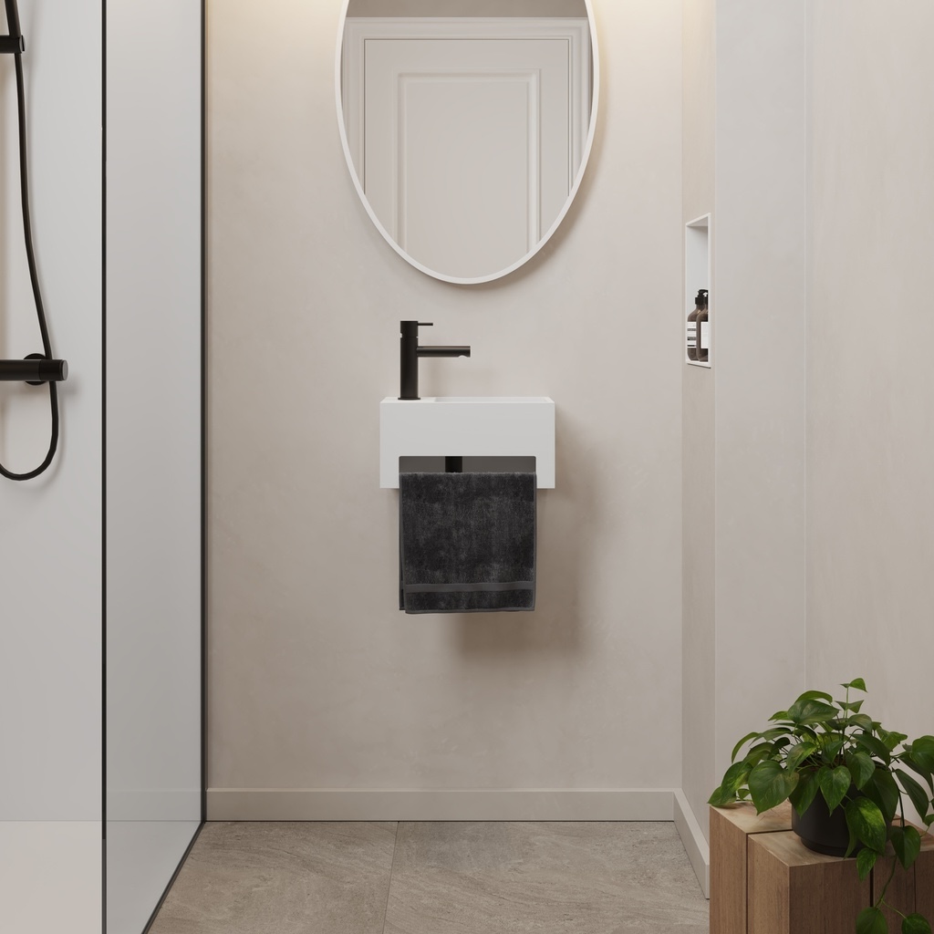 City Mini Corian® Wall Hung Washbasin Right Overview