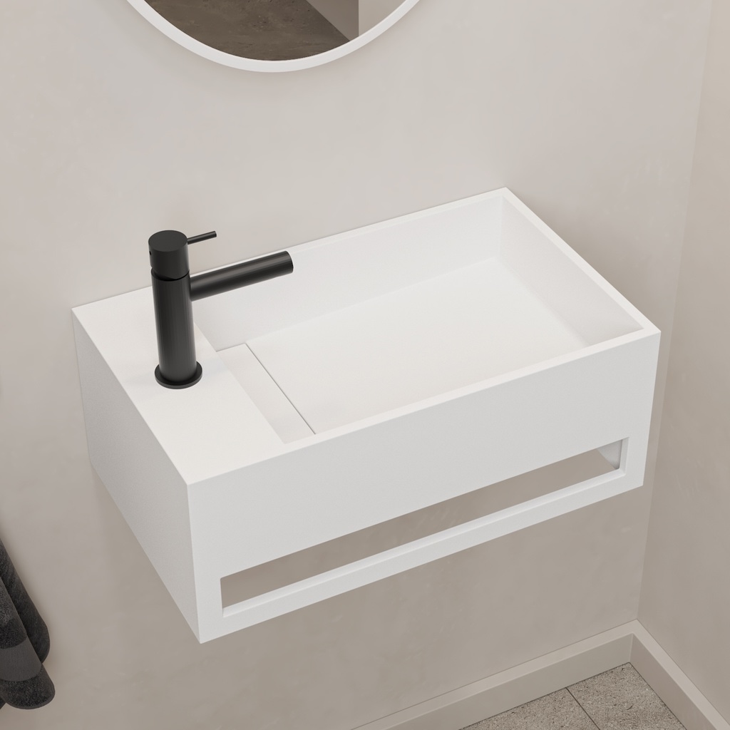 City Corian® Wall Hung Washbasin Right Side