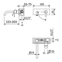 Wall-Mounted Single Lever Washbasin Tap - 1670127 Bruma