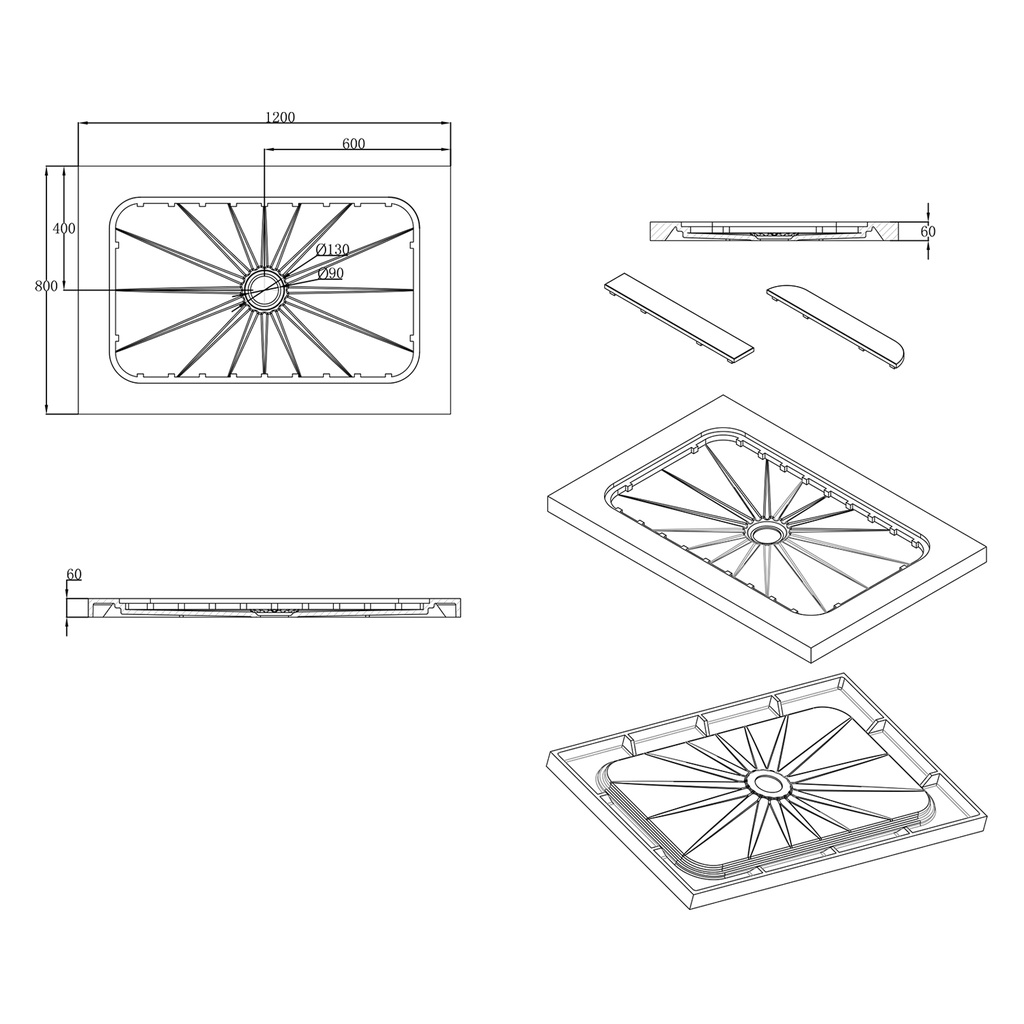 Dallas Shower Tray - 120x80cm