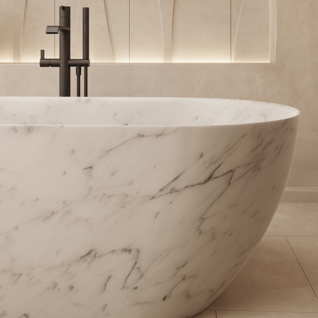 Zurich Carrara Marble Bathtub Detail