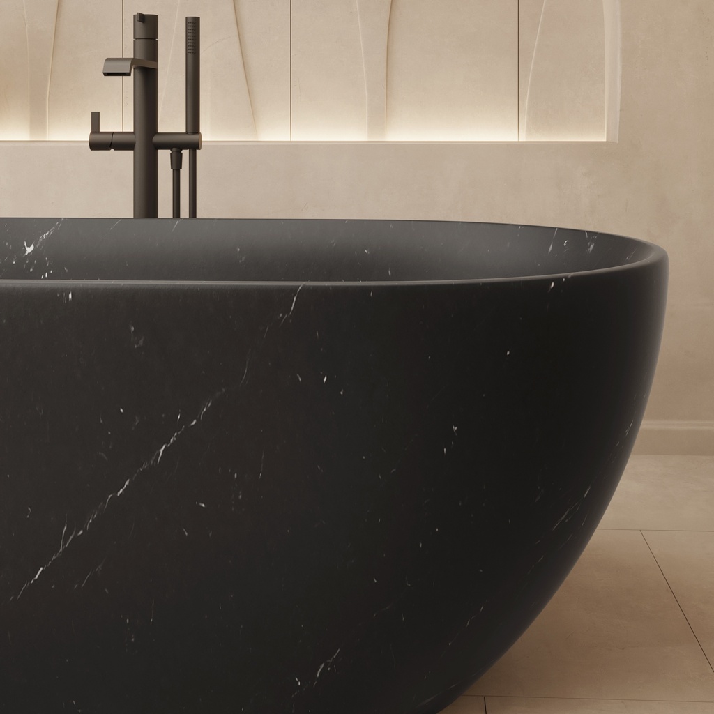 Zurich Nero Marquina Marble Bathtub. Detail
