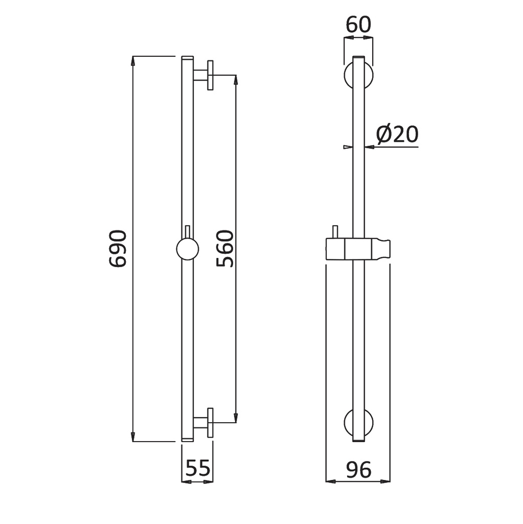 EloX Shower Rail - 1455794 Bruma TD