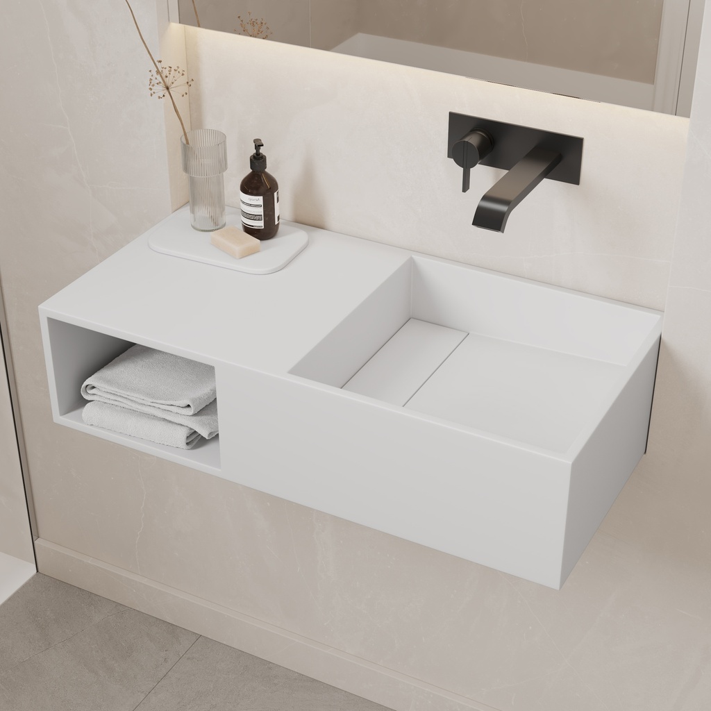 Jacobs Wall-mounted Washbasin 80 White Right Side