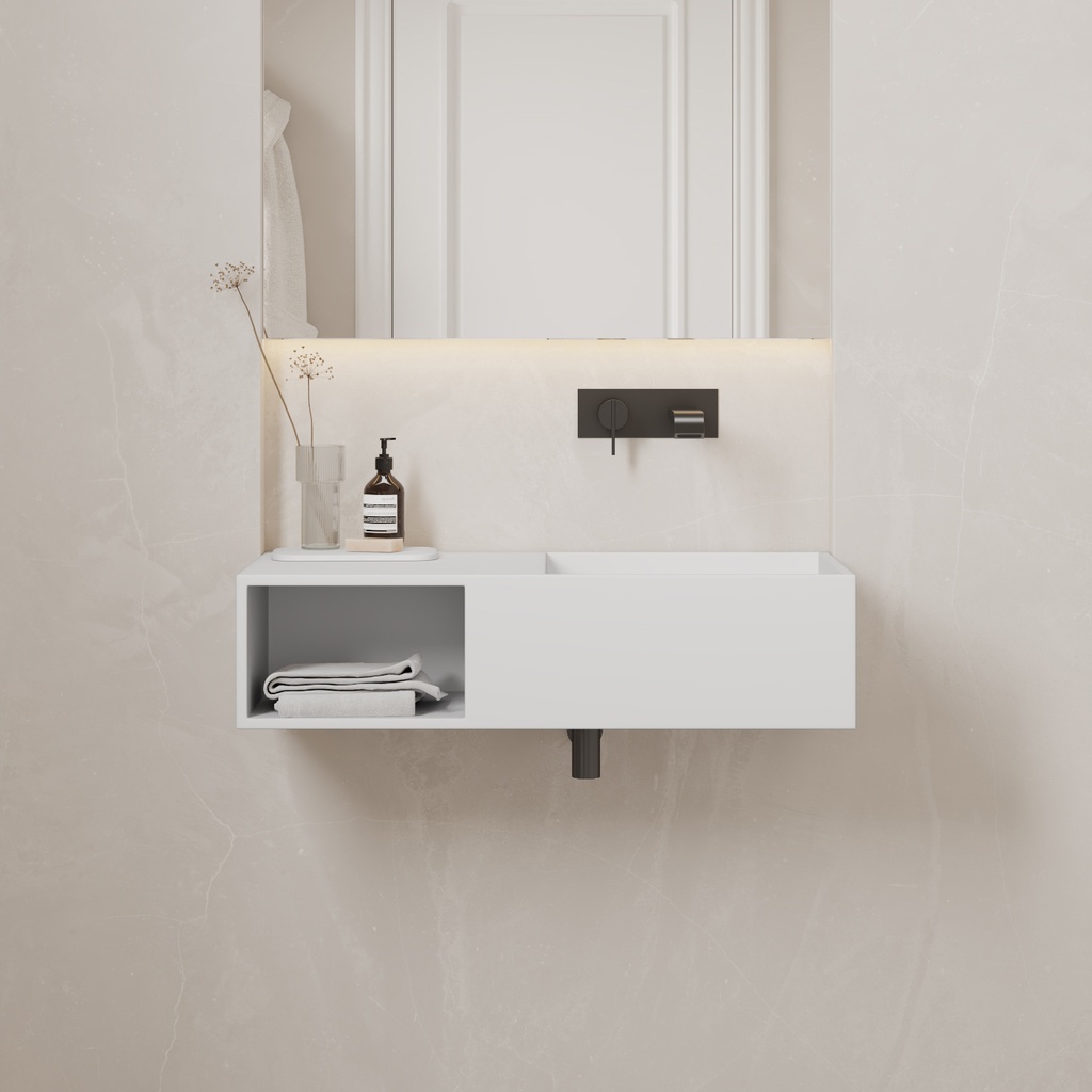 Jacobs Wall-mounted Washbasin 80 White Right Front