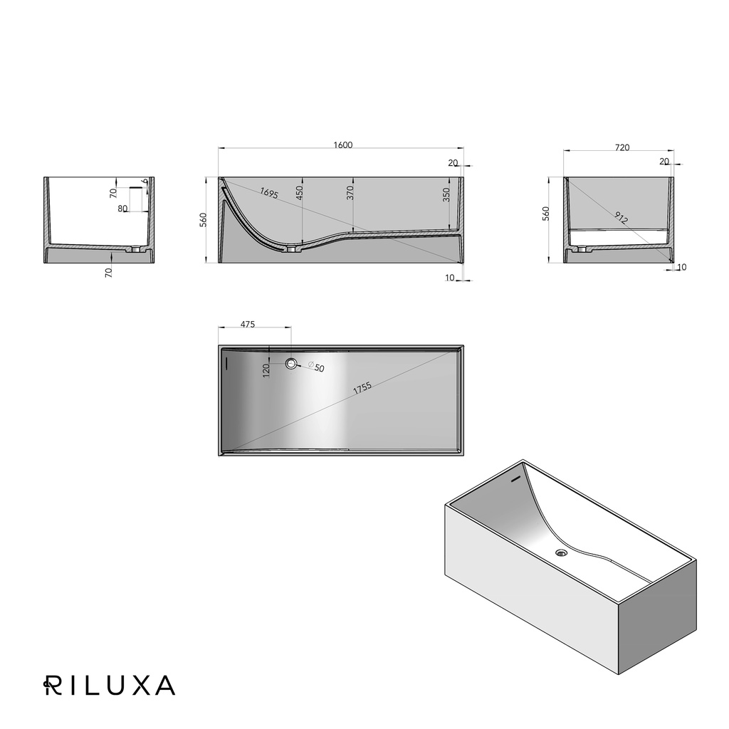 Biham Freestanding Bathtub 160 td