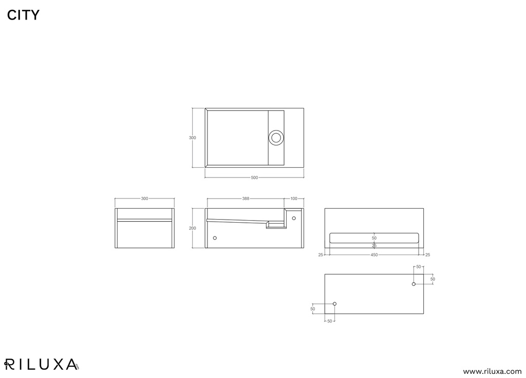 City Corian® Wall Hung Washbasin TD