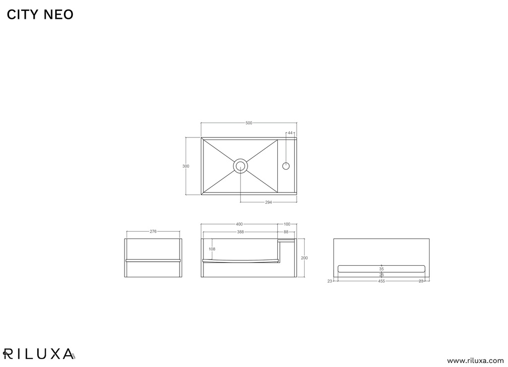 City Neo Corian® Wall Hung Washbasin TD