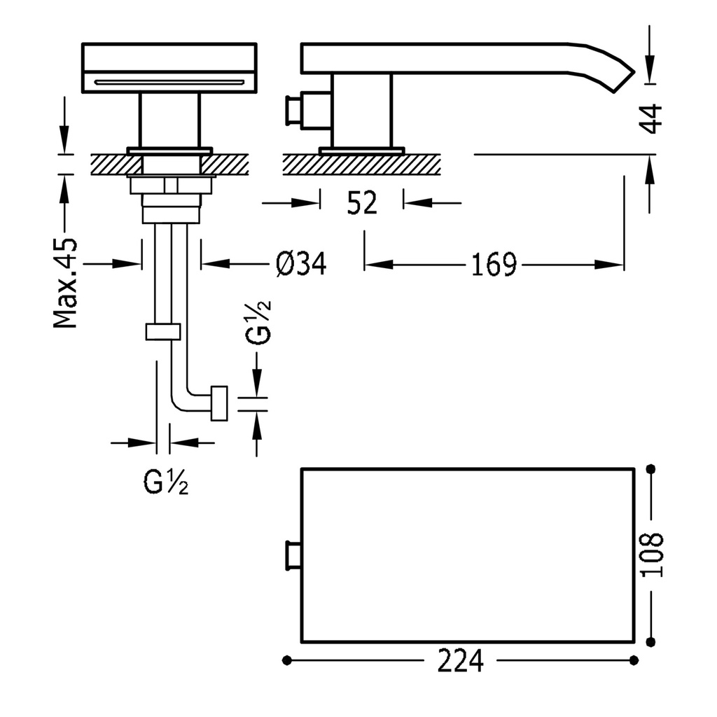 Fixed bathtub rim spout with cascade outlet - 18718250 Tres TD