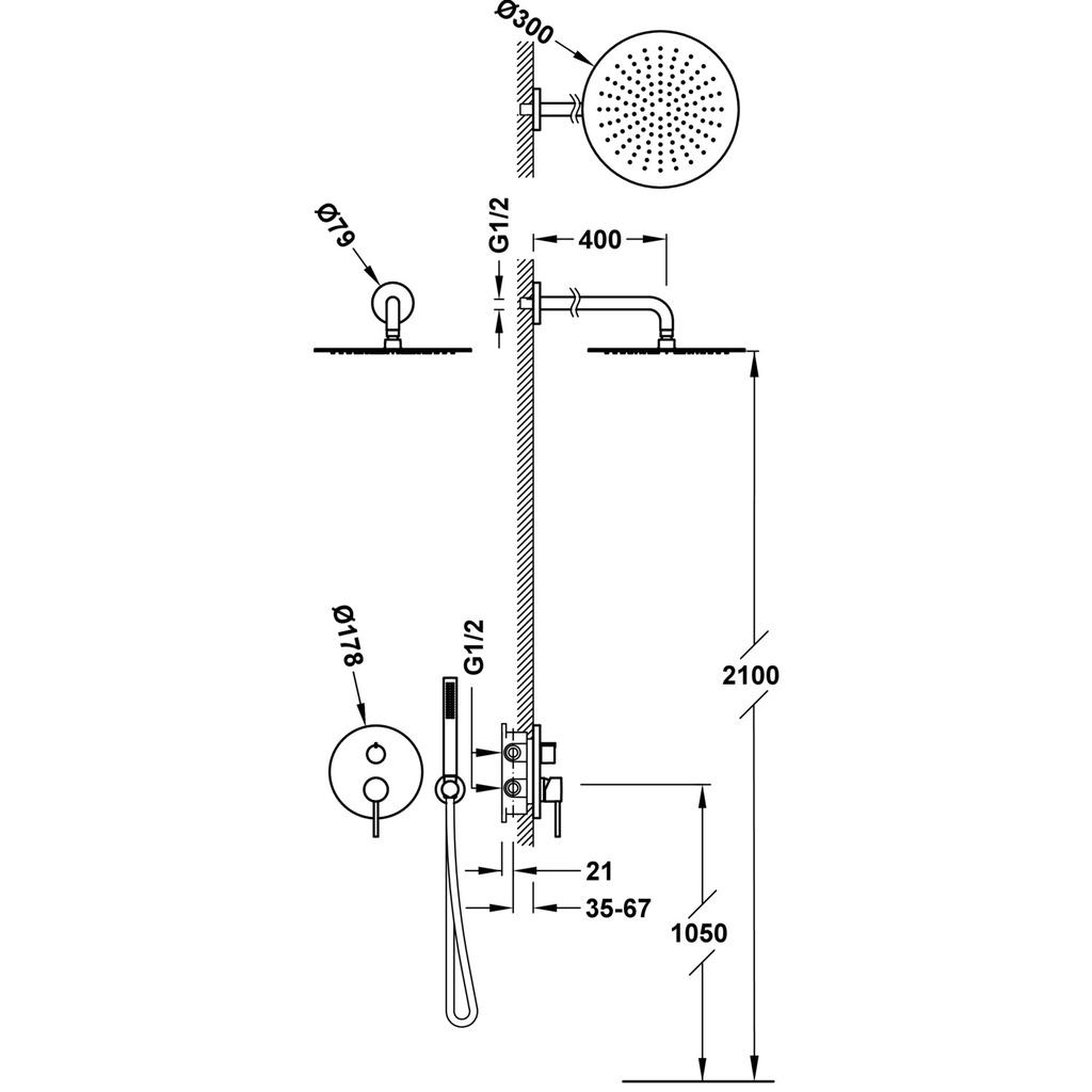 Concealed Shower Set Rapid-Box - 26238004 Tres TD