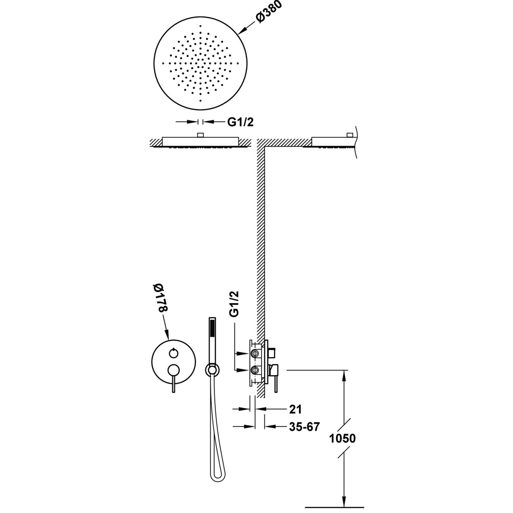 Concealed Shower Set Rapid-Box - 26228005 Tres TD