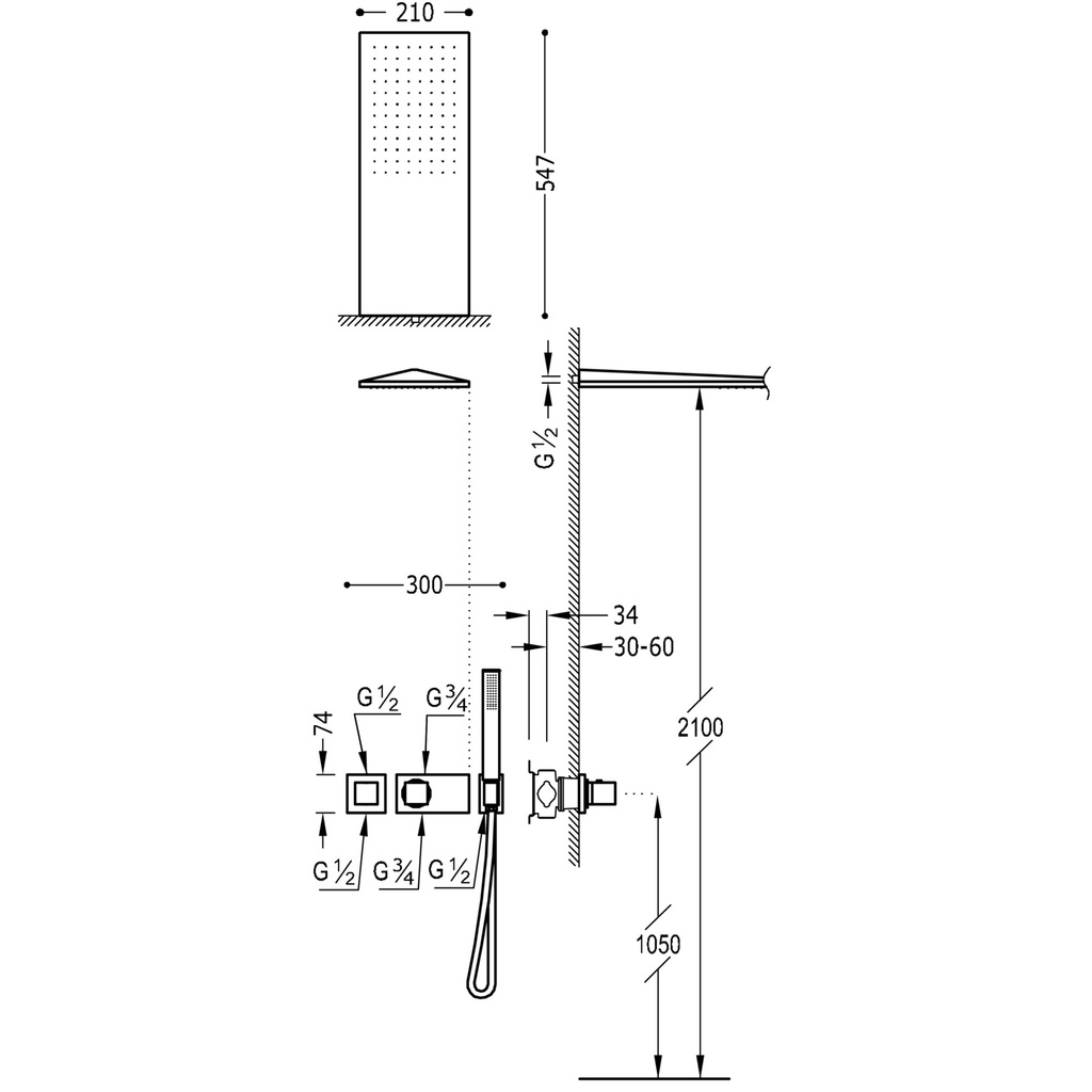 Concealed Shower Tap - 20725202 Tres TD