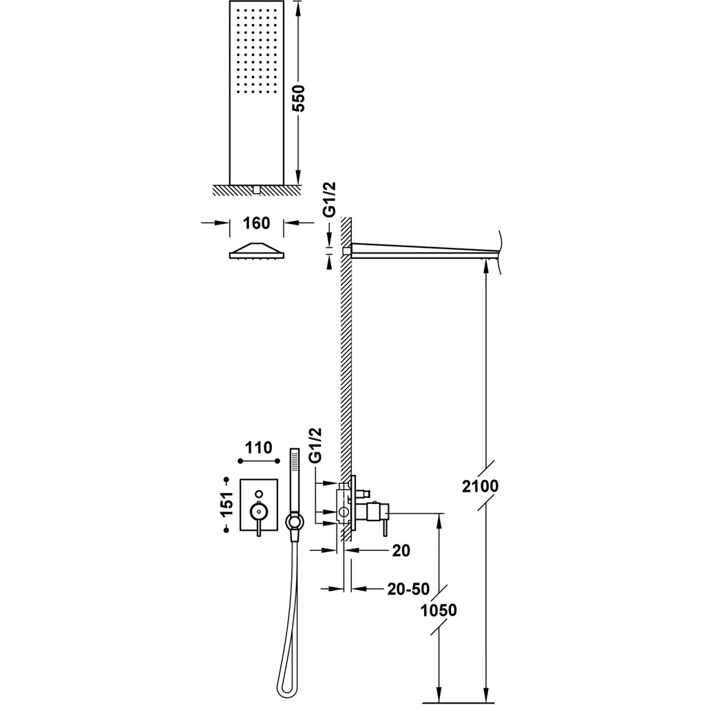 Concealed Single Lever Shower Tap - 09096021 Tres TD