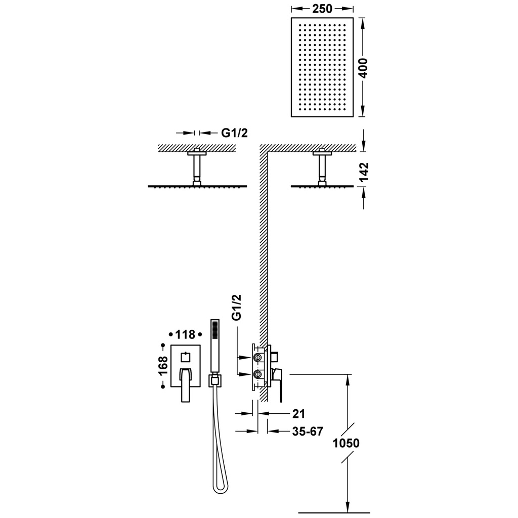 Concealed Single Lever Shower Tap - 20228003 Tres TD