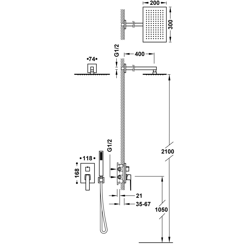 Concealed Single Lever Shower Tap - 20238004 Tres TD