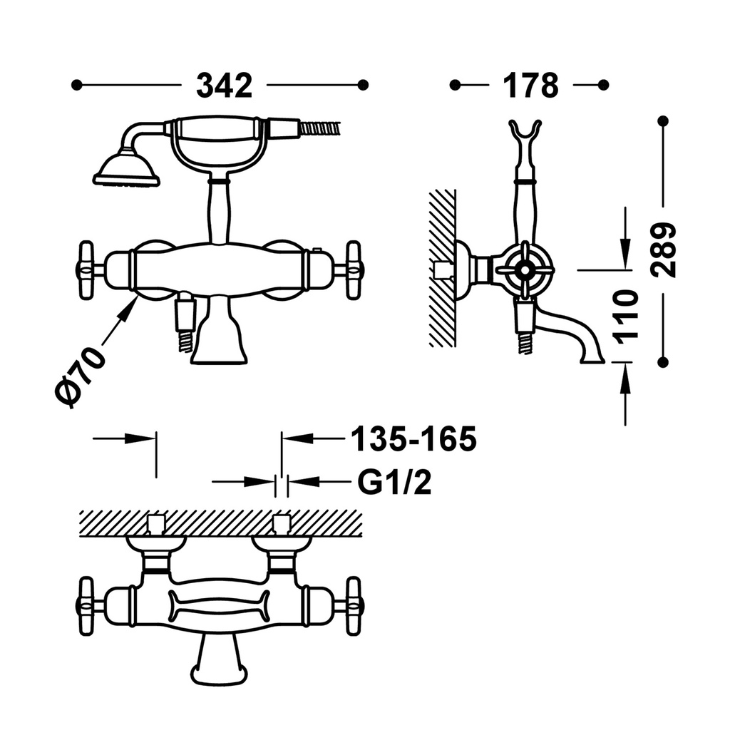 Wall-Mounted Bathtub Tap - 24217609 Tres TD