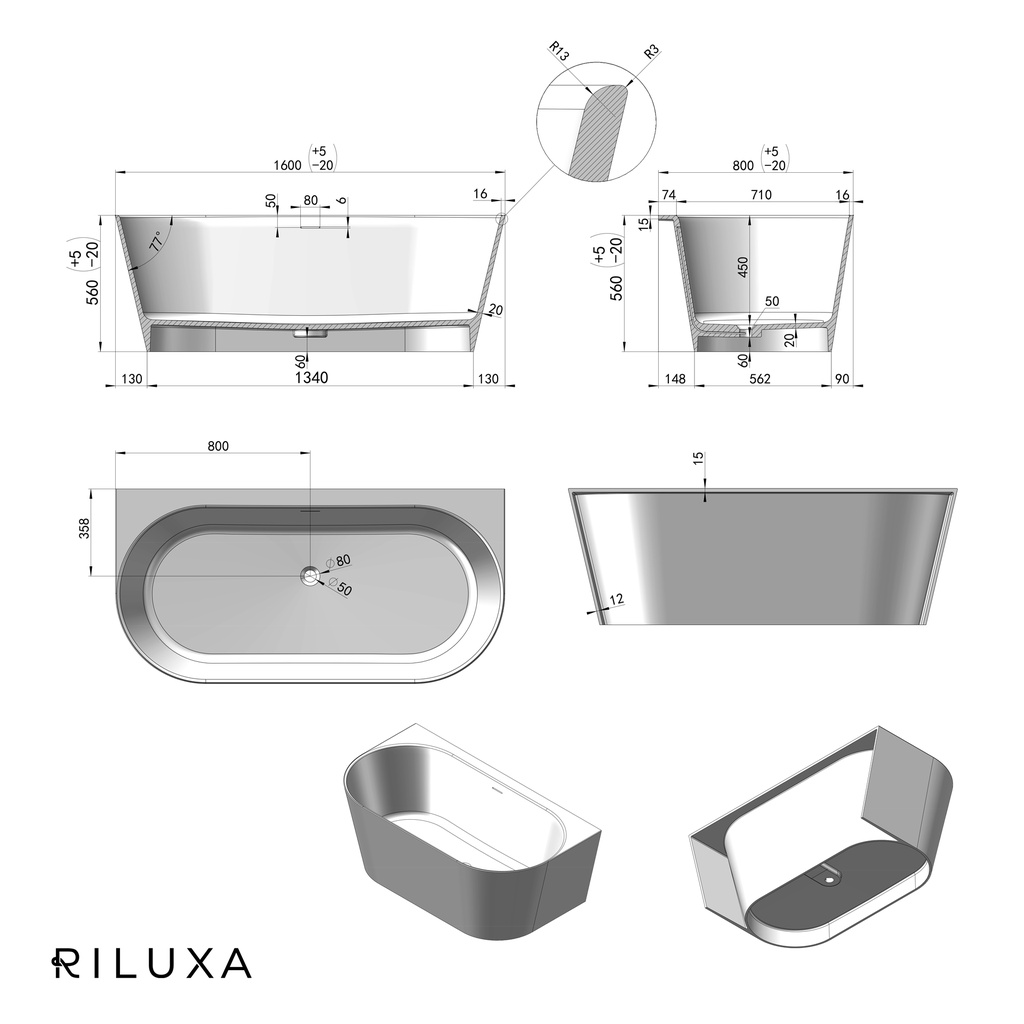 Antlia Freestanding Bathtub 160 TD