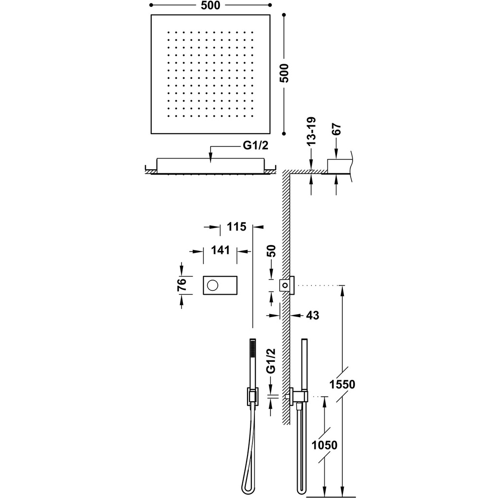 Wall-Mounted Shower Tap - 09288561 Tres TD