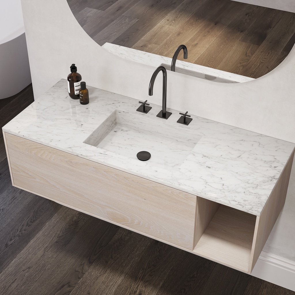 Andromeda Marble Single Vanity Top Carrara Side