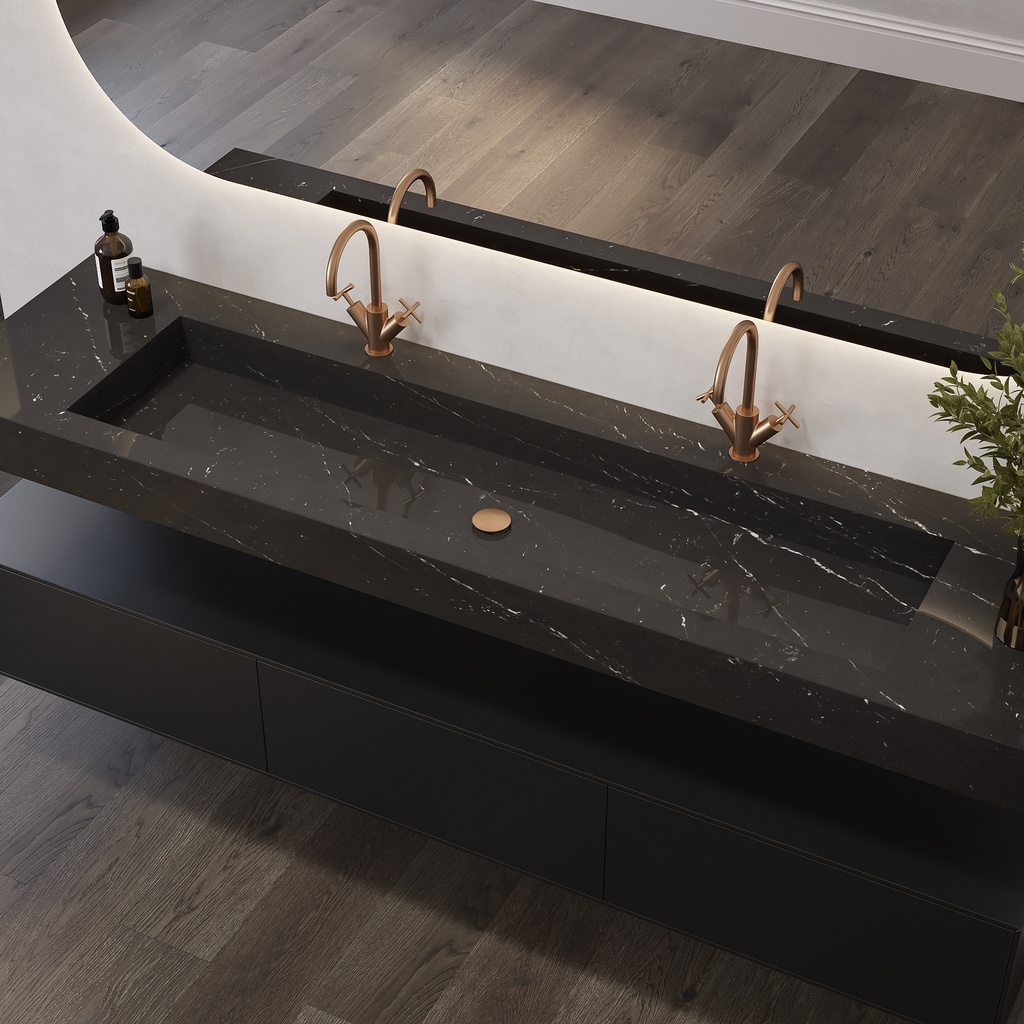 Andromeda Plus Slim Marble Wall-Hung Washbasin Marquina Side