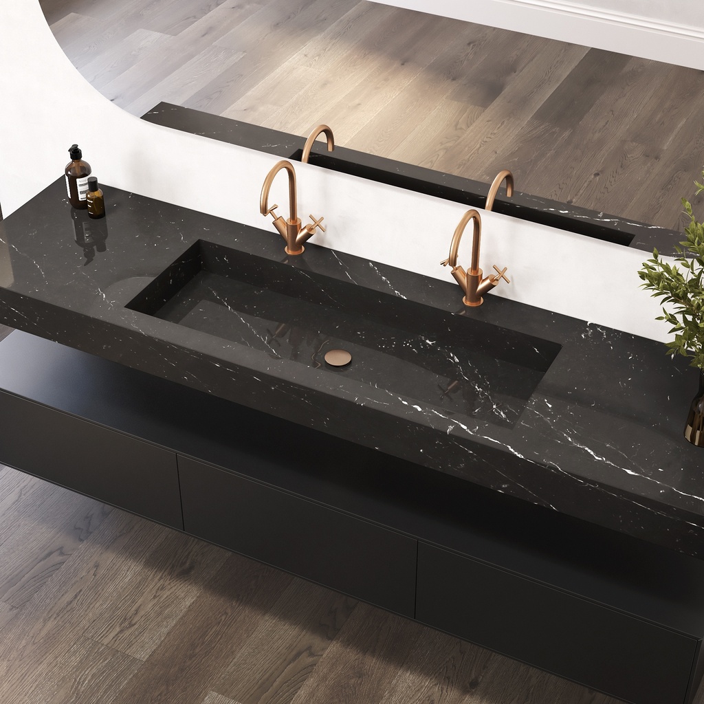 Andromeda Plus Slim Marble Wall-Hung Washbasin Marquina Side