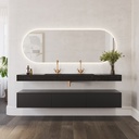 Andromeda Plus Slim Marble Wall-Hung Washbasin Marquina Front