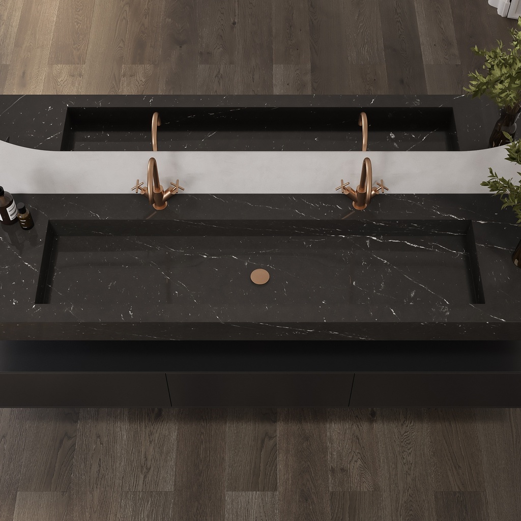 Andromeda Plus Slim Marble Wall-Hung Washbasin Marquina Top