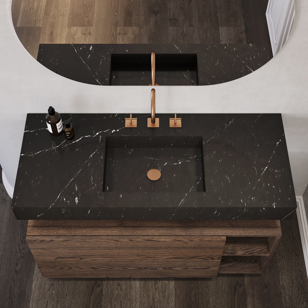 Andromeda Slim Marble Single Wall-Hung Washbasin Marquina Top